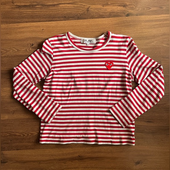 Comme des GARÇONS Play Long Sleeve Red Striped Shirt - Picture 2 of 5
